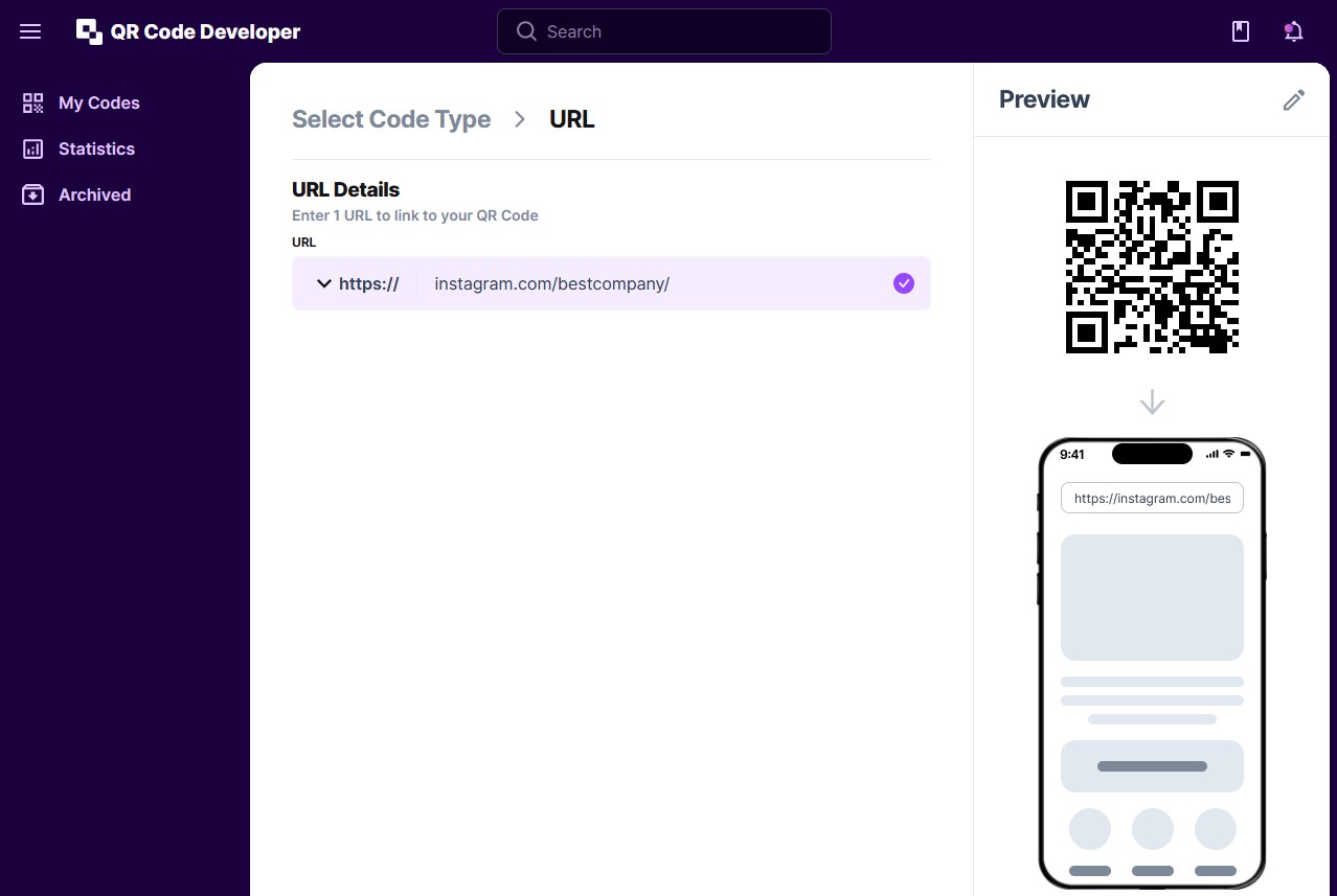 Instagram - Select a code type