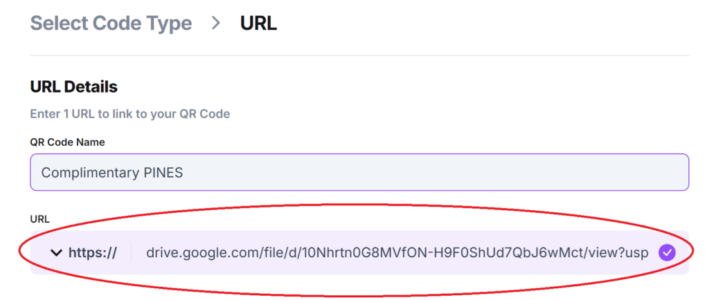 Museum QR Codes - Select Code Type URL